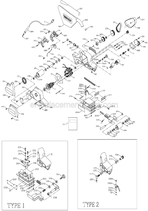 Page A Diagram and Parts List for 362 Type 1 Porter Cable Sander Polisher